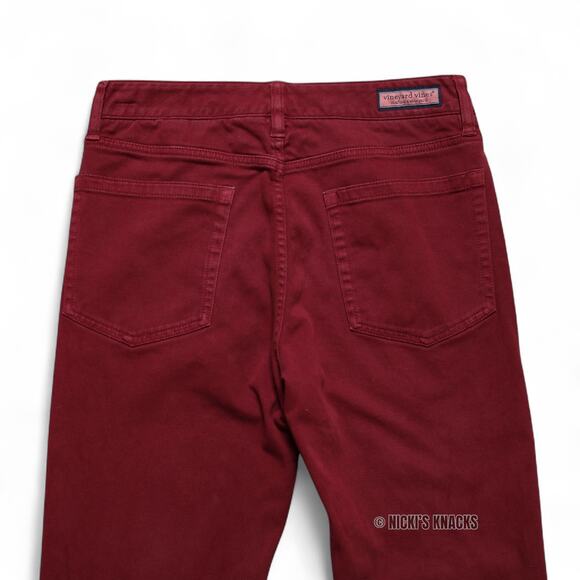Vineyard Vines Cavalry Twill 5 Pocket Pants Burgundy Red Straight Leg Size 28x30 - Picture 5 of 10